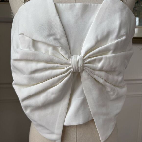 NWT Bagatelle White Large Bow Crop Top Rhinestone Straps 8 - Picture 3 of 11